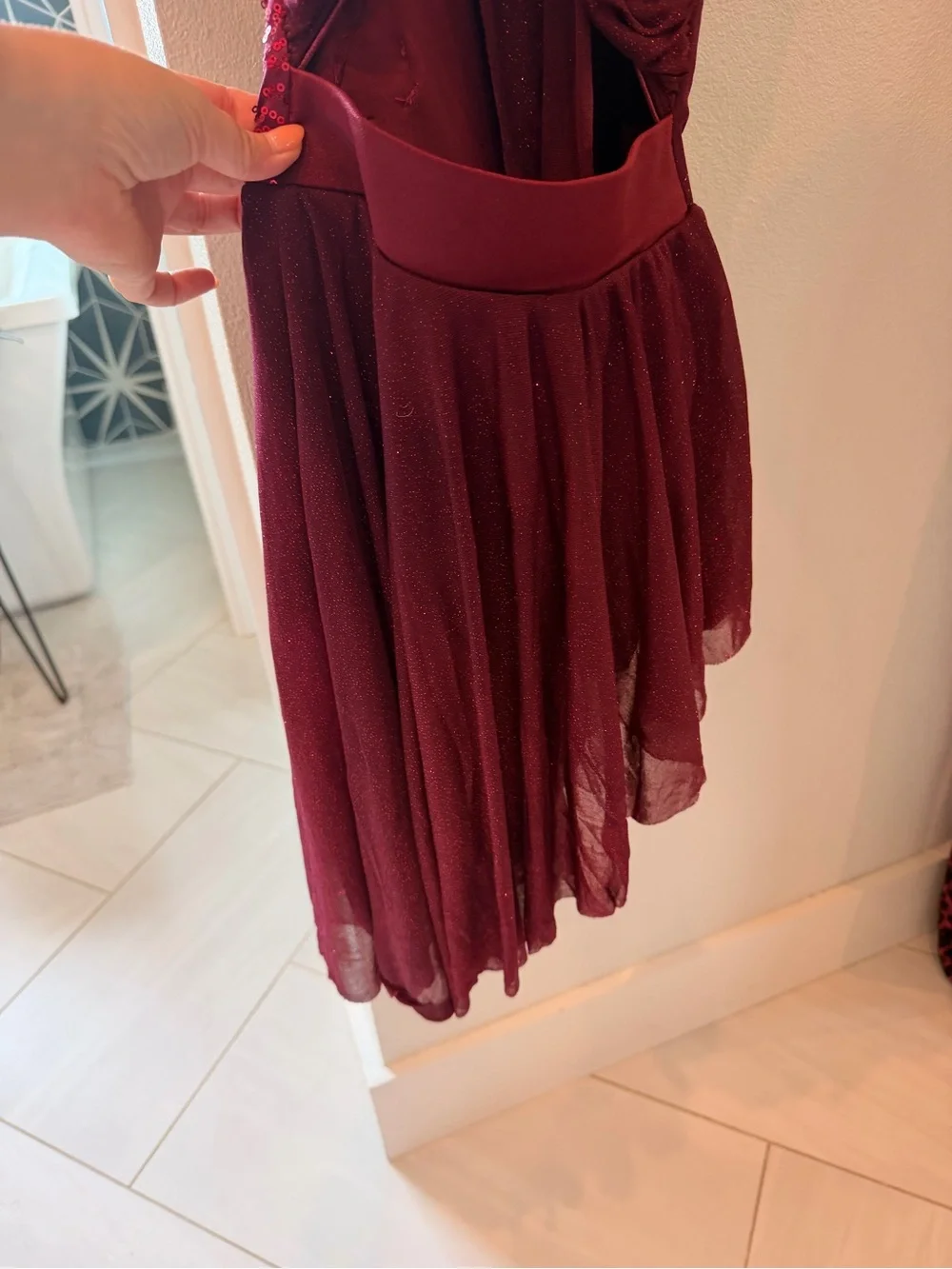 Revolution Dance Costume Girls' Burgundy Sequin Dress